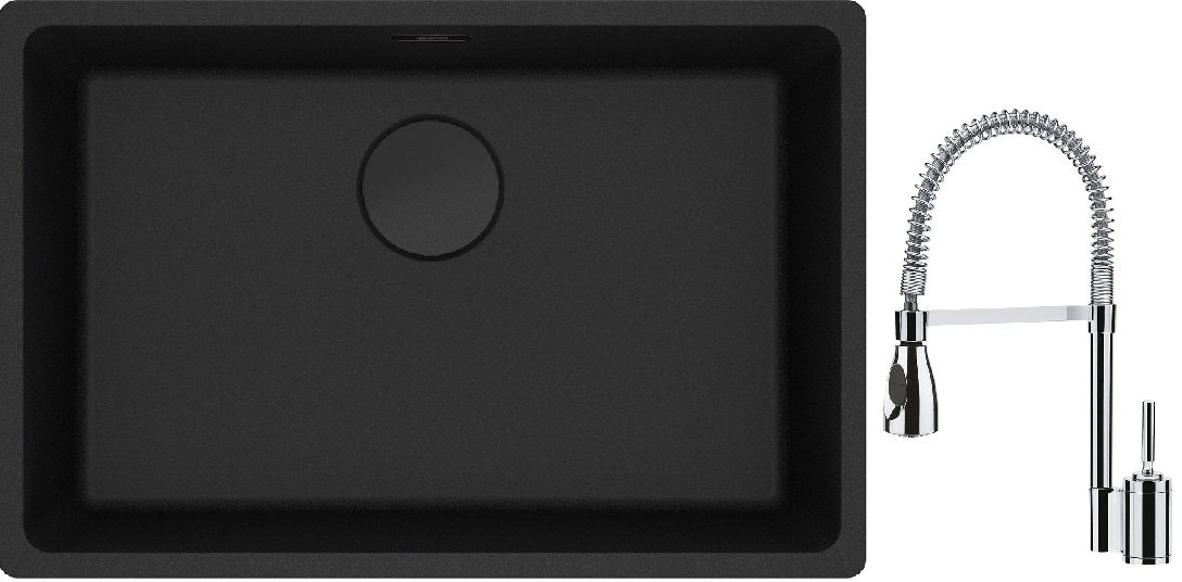Franke Maris MRG 110-62 zlewozmywak 62x40 cm Fragranite czarny mat z baterią kuchenną Sentinel chrom (1250697758, 1150029591) - Wysyłka w 24h