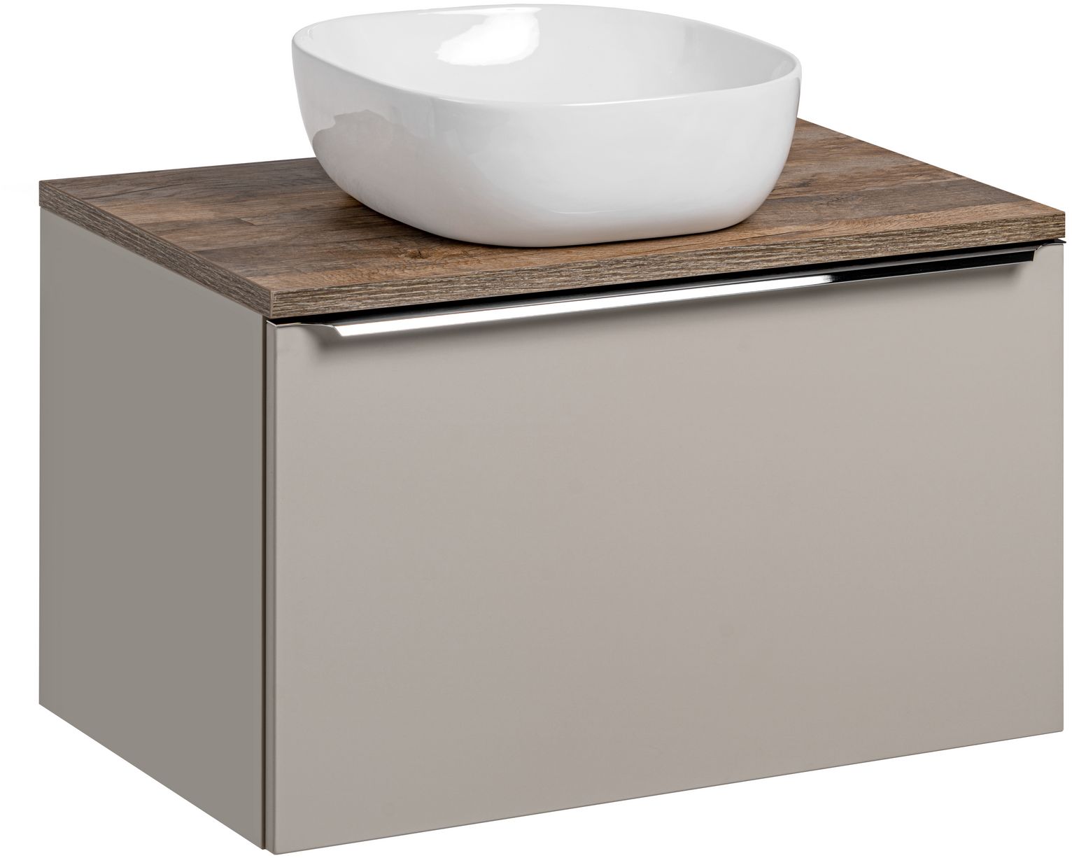 Zestaw Comad Santa Fe Taupe szafka 80x45,6x46 cm podumywalkowa wisząca z blatem i umywalką beżowa SET-SFT B 80CM UN 6252