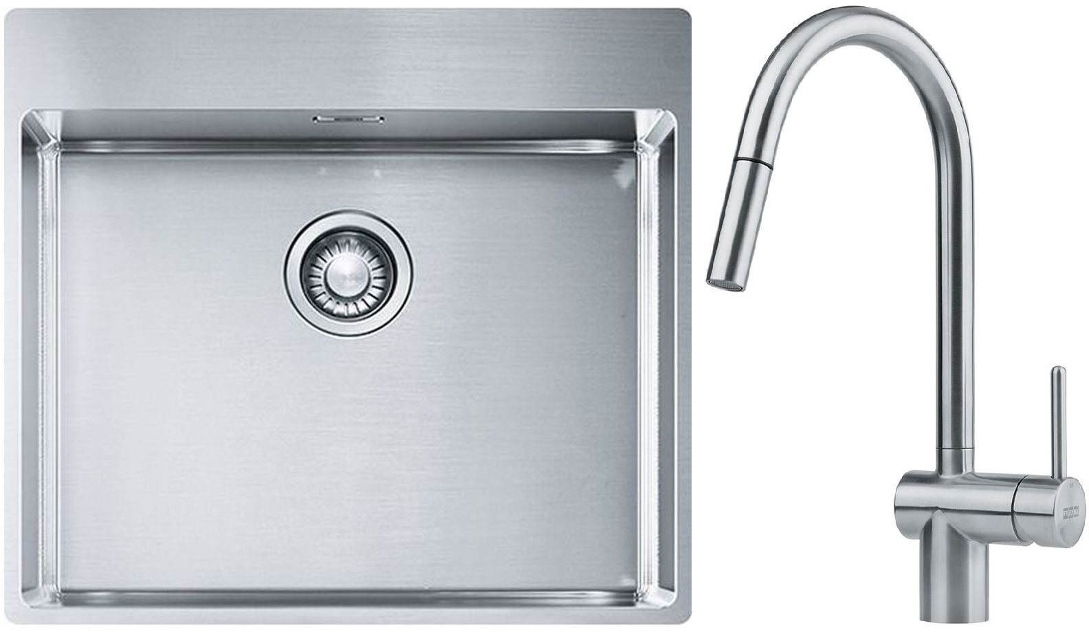Franke Box BXX 210-54 TL zlewozmywak 57x51 cm stalowy z baterią kuchenną Leda Neo stal szlachetna (1270369295, 1150590047)