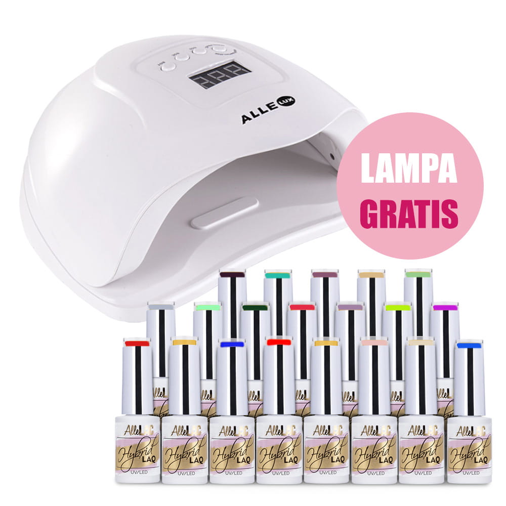 Zestaw 20 lakierów hydrydowych AlleLac + GRATIS lampa UV/LED X5 Plus 120W