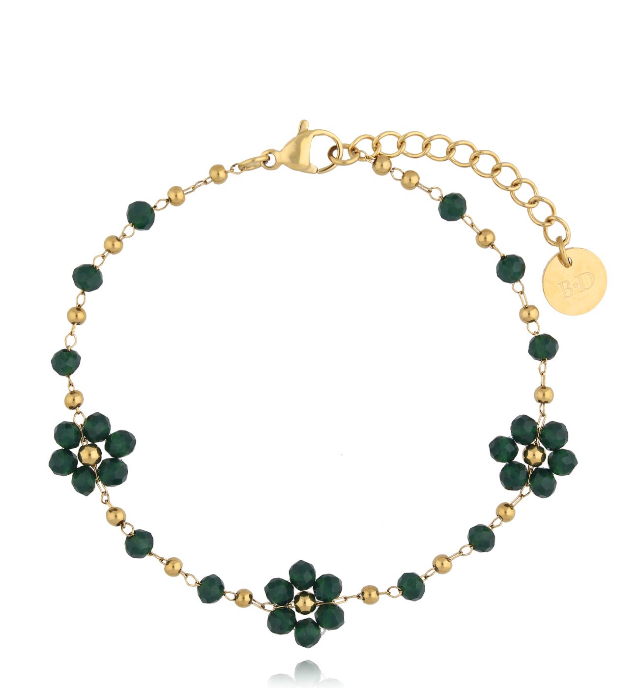 Bransoletka z zielonymi kwiatkami Mini Bouquet - By Dziubeka