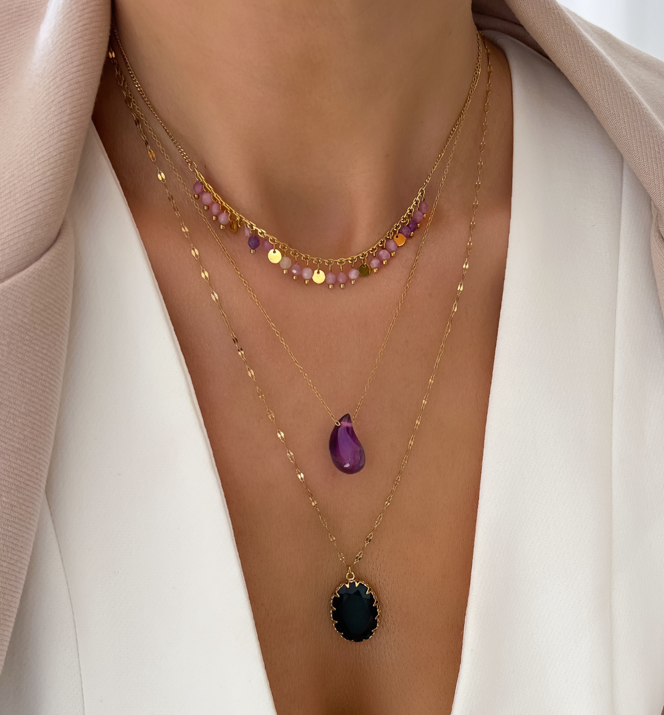 Zestaw naszyjników Amethyst Dream Z0238 - By Dziubeka