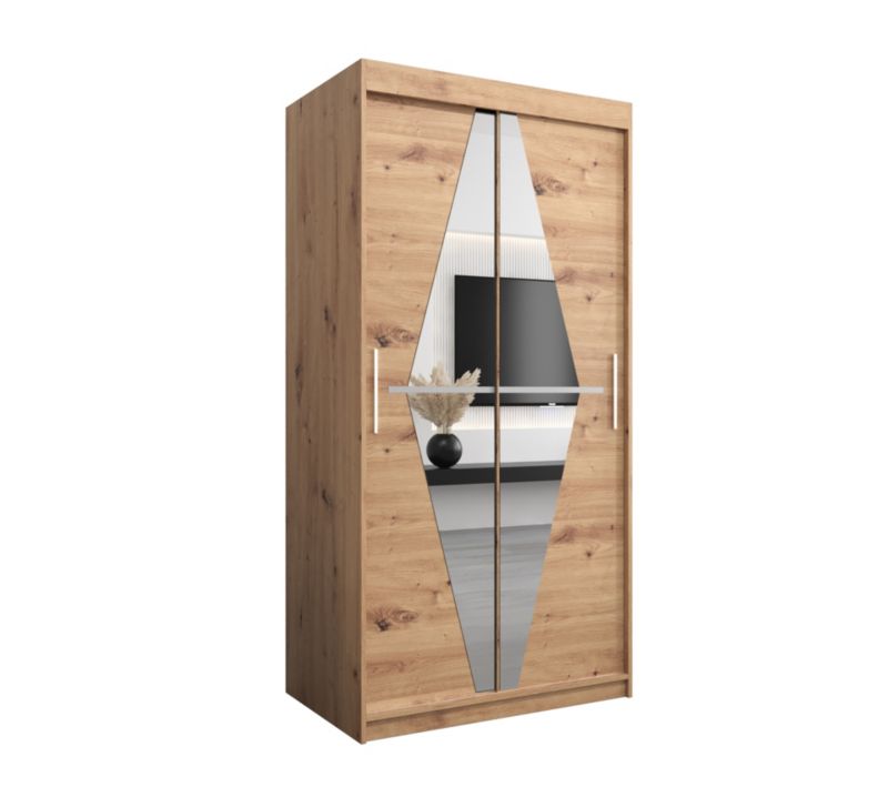 Szafa przesuwna Garderoba Abiks BOLIWIA 100 dąb artisan + dąb artisan 1 szt.