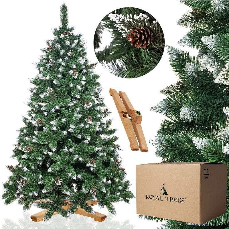 Choinka sztuczna z szyszkami Springos Premium Royal Trees 220 cm sosna diamentowa ośnieżona 1 szt.