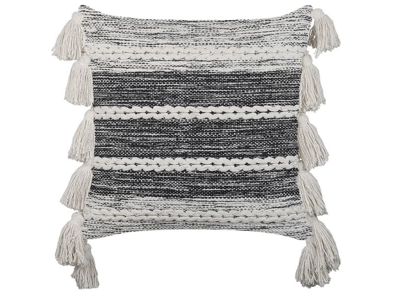 Poduszka dekoracyjna Rochea Bawełna 45 x 45 cm Paski Czarny 1 szt.
