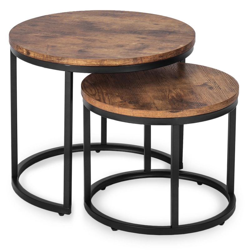 Zestaw Stolików Kawowych Figo 43 cm/53 cm Mebel Elite Dąb Rustykalny 1 kpl