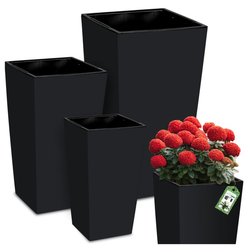 Zestaw 3 doniczki ogrodowe Deco4home donice matowe antracyt 37,5cm 45cm 50cm 1 szt.