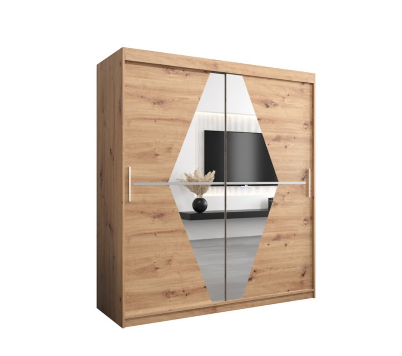 Szafa przesuwna Garderoba Abiks BOLIWIA 180 dąb artisan + dąb artisan 1 szt.