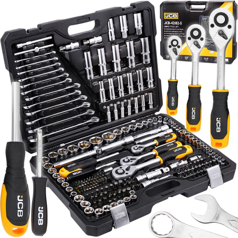 Zestaw narzędziowy klucze nasadowe JCB oczkowe płaskie torx nasadki 218el 1szt.