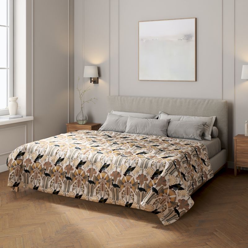 Narzuta pikowana w pasy Dekoria 200 x 210 cm abstrakcyjny beżowo-brązowy wzór 1 szt.