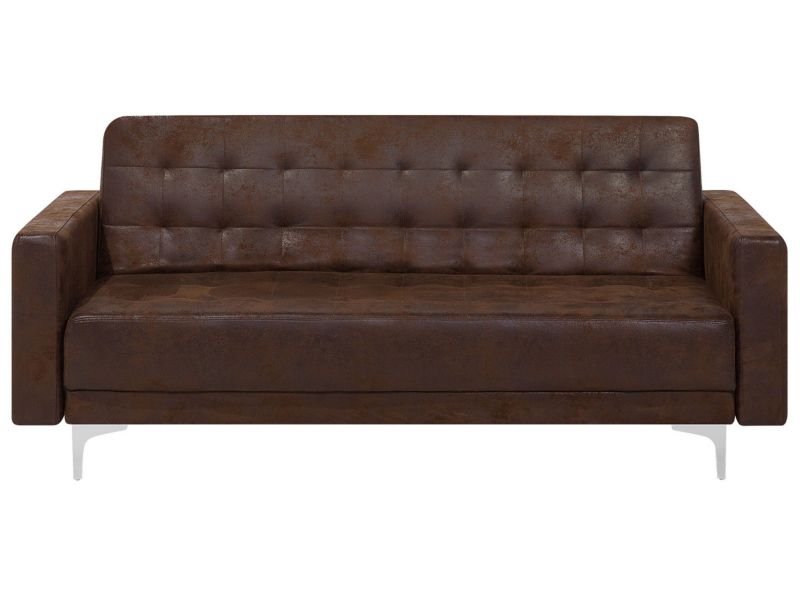 Sofa trzyosobowa Aberdeen Brązowy Ekoskóra 1 szt.