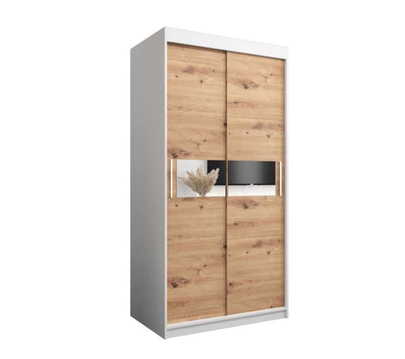 Szafa przesuwna Garderoba Abiks HAWANA 3 100 biały mat + dąb artisan 1 szt.