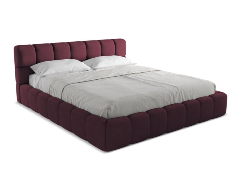 Łóżko Makamii Nalu z tkaniny szenilowej 180x200 bordo 1 szt.
