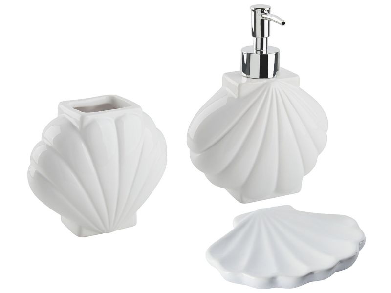 3-częściowy zestaw akcesoriów łazienkowych ceramiczny biały Shell 1 kpl