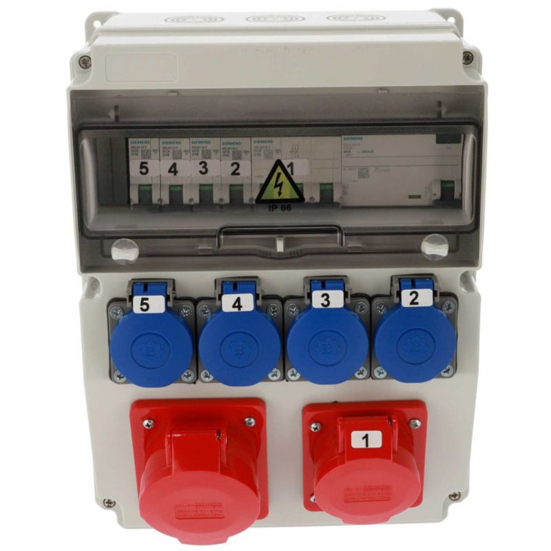 Rozdzielnica Edo wyposażona ASTAT 537 Plus IP65 32A/5P, 16A/5P, 4x230V schuko IP44, wyłączniki SIEMENS 1 szt.