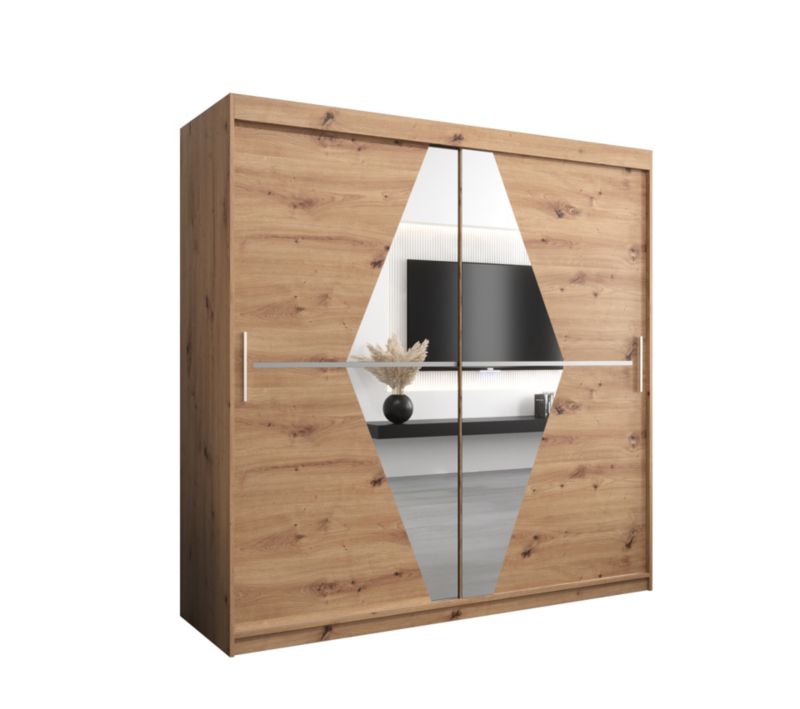 Szafa przesuwna Garderoba Abiks BOLIWIA 200 dąb artisan + dąb artisan 1 szt.