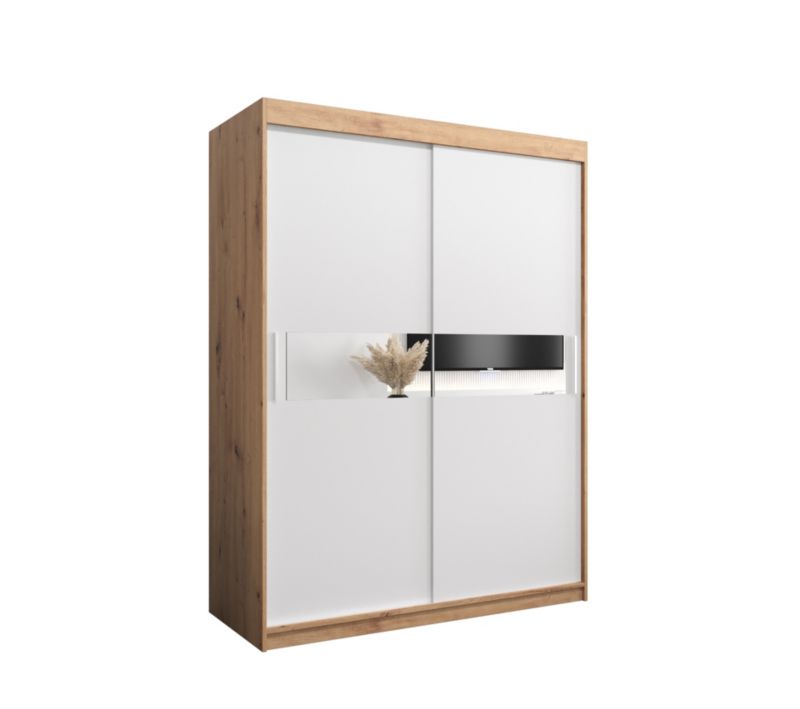 Szafa przesuwna Garderoba Abiks HAWANA 3 150 dąb artisan + biały mat 1 szt.