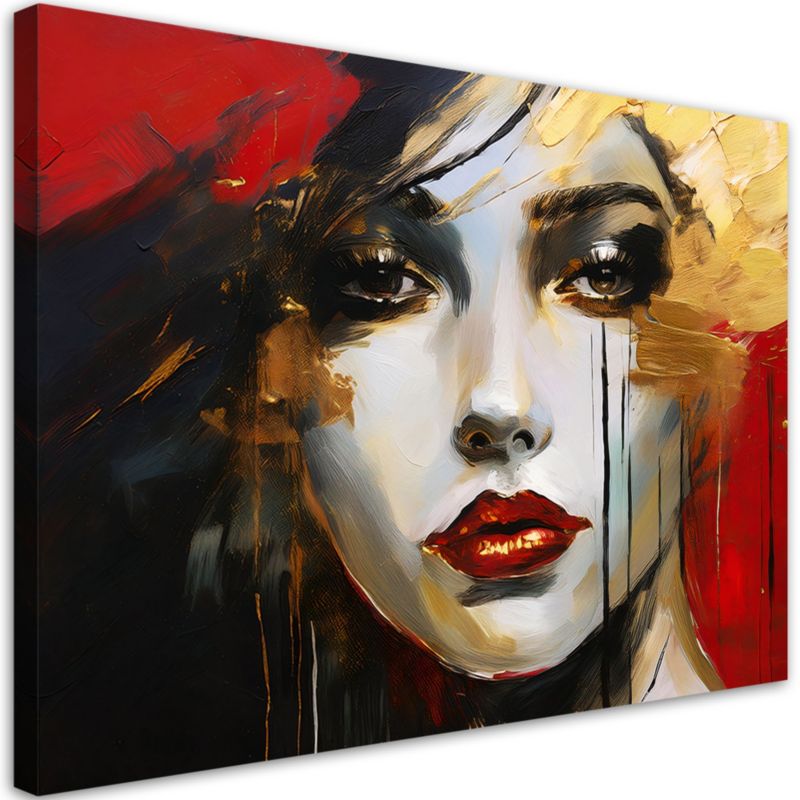 Obraz do salonu sypialni Feeby Portret Kobiety Twarz Czerwony 120x80 cm 1szt