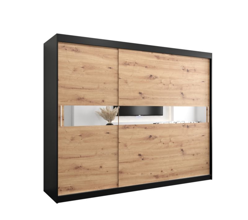 Szafa przesuwna Garderoba Abiks HAWANA 3 250 czarny mat + dąb artisan 1 szt.
