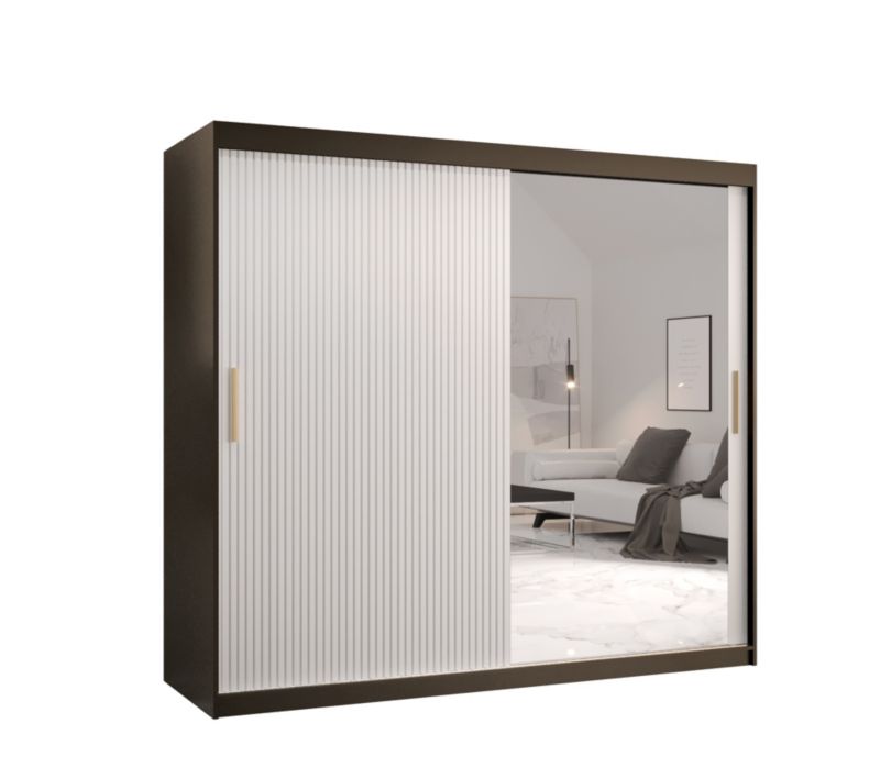 Szafa przesuwna Abiks RIFLO SLIM 2 200 czarny mat+ biały mat 1 szt.