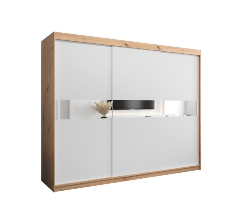 Szafa przesuwna Garderoba Abiks HAWANA 3 250 dąb artisan + biały mat 1 szt.