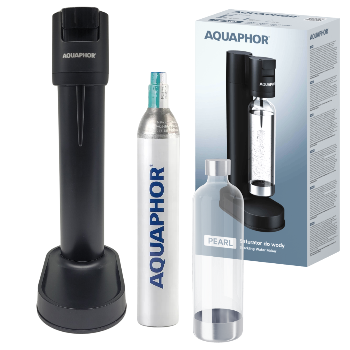 Aquaphor Pearl saturator do gazowania wody w kolorze czarnym. Syfon do gazowania wody.