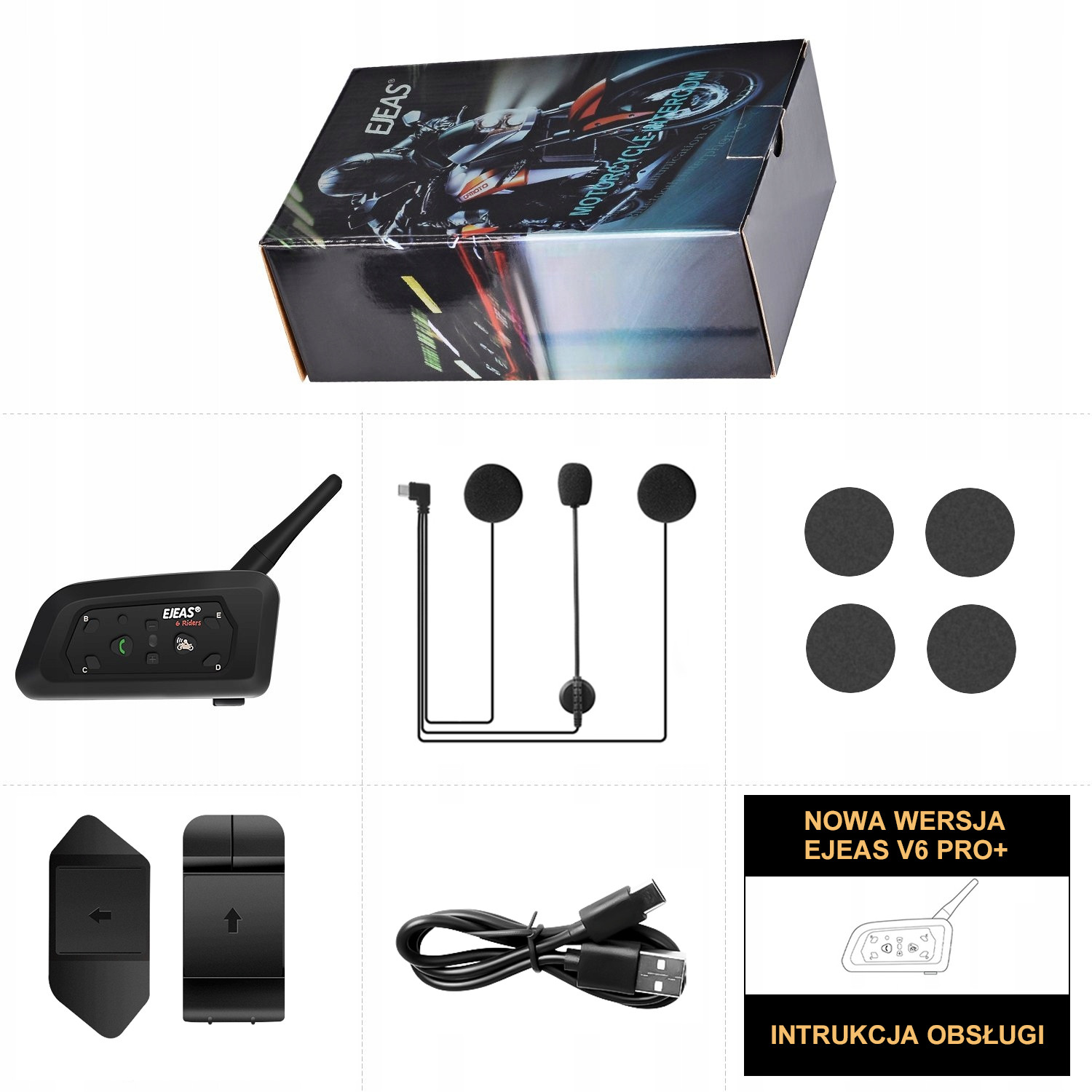 INTERKOM motocyklowy EJEAS V6 PRO+