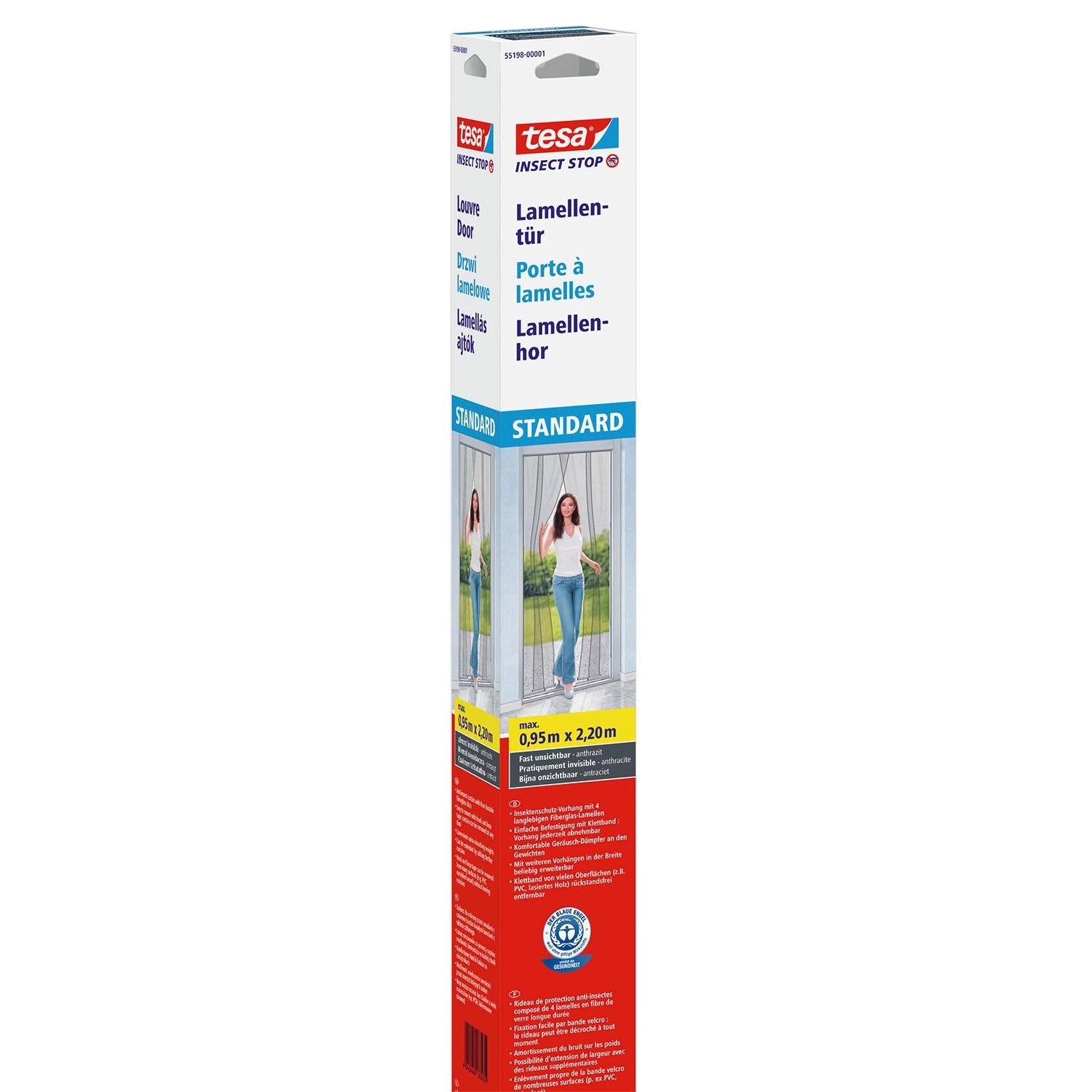 Tesa Moskitiera drzwiowa lamela antracyt - 95 x 220 cm