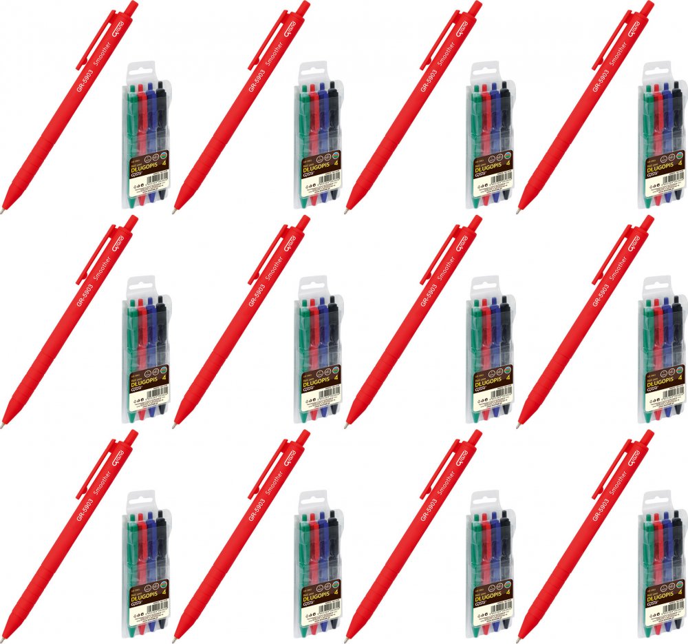 12x Długopis automatyczny Grand GR 5903, 1mm, 4 sztuki, mix kolorów