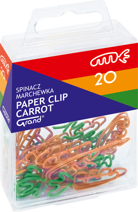 Spinacz Grand Marchewka, 37mm, 20 sztuk, pomarańczowo-zielony