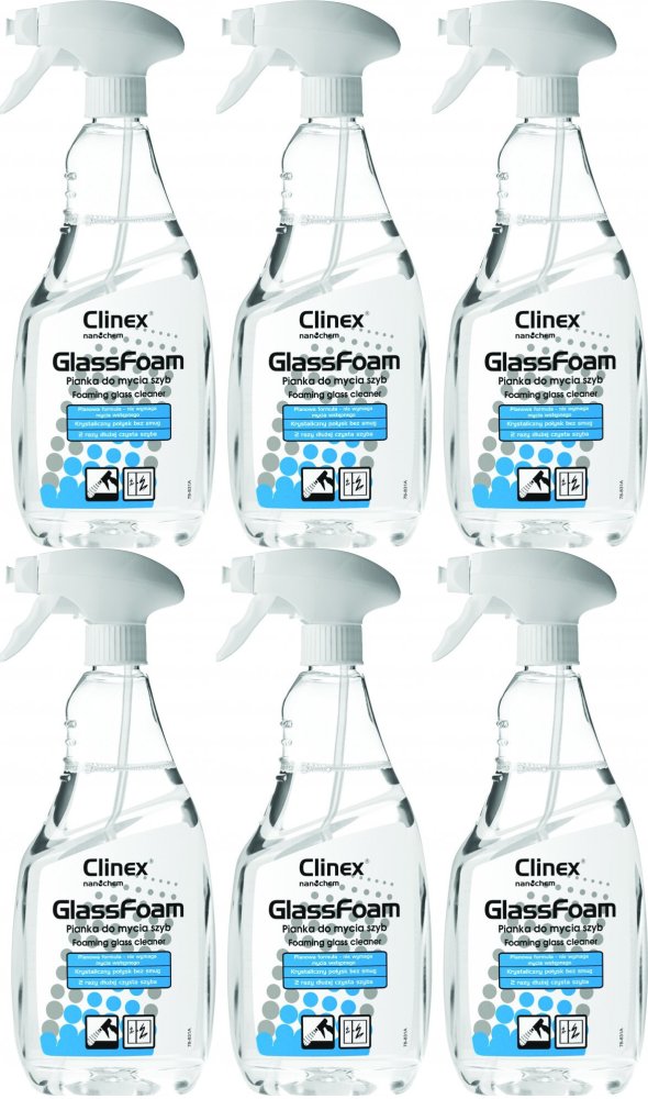 6x Płyn do mycia szyb Clinex, w piance, z rozpylaczem, 650ml
