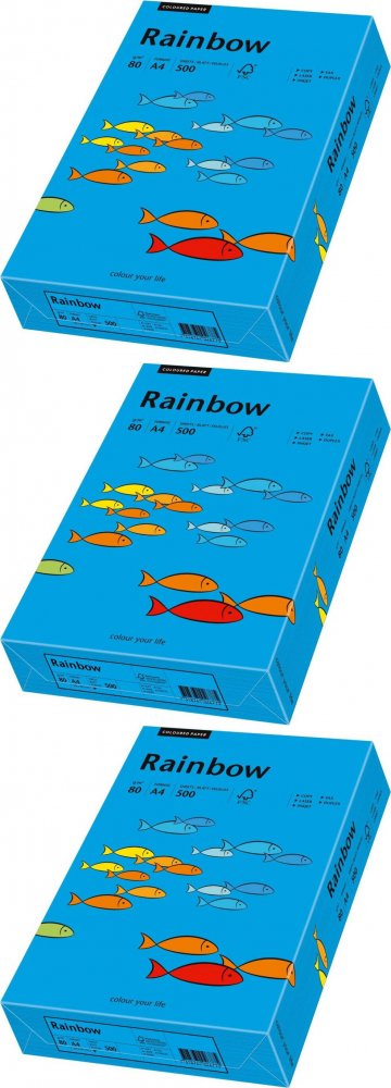 3x Papier kolorowy Rainbow, A4, 80g/m2, 500 arkuszy, ciemny niebieski (R88)