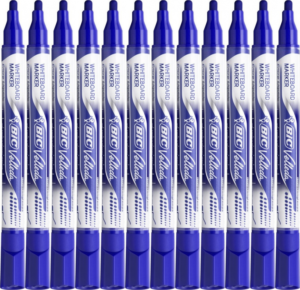 12x Marker suchościeralny BIC Velleda, Liquid Ink Pocket, okrągła, 4.2 mm, niebieski