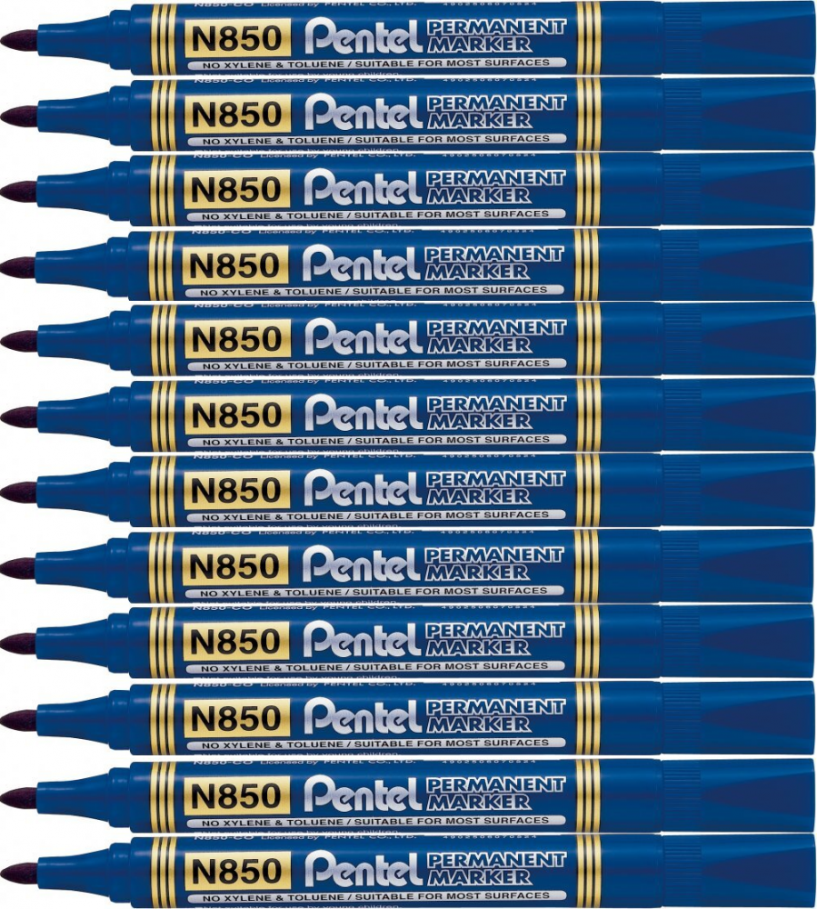 12x marker permanentny Pentel N850, okrągła, 4.5mm, niebieski