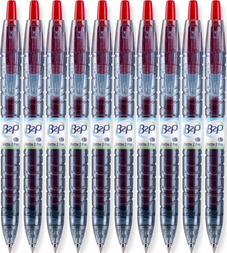 10x Długopis żelowy automatyczny Pilot, B2P, ekologiczne, 0.3mm, czerwony