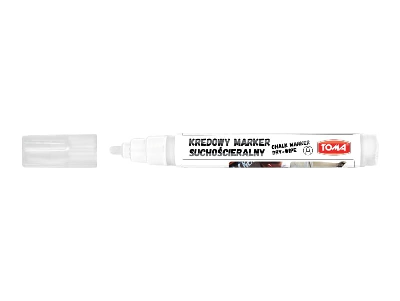 Marker kredowy suchościeralny Toma TO-296, okrągła, 4.5 mm, biały