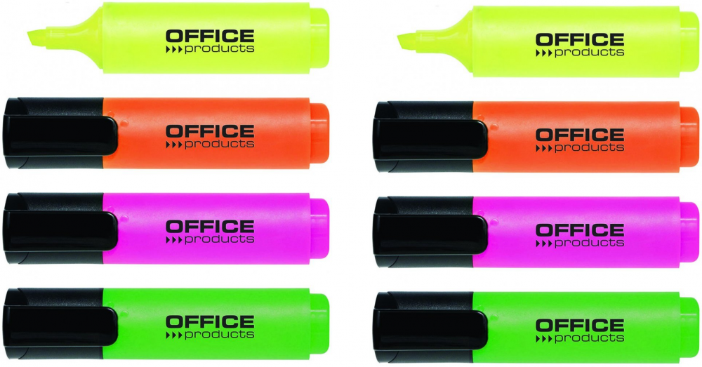 2x zakreślacz Office Products, ścięta, 4 sztuki, mix kolorów