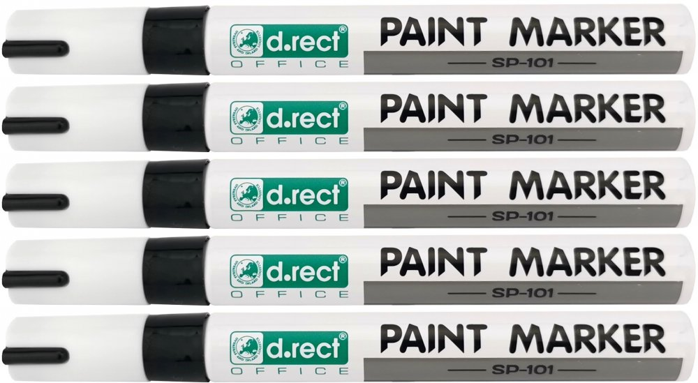 5x marker olejowy D.Rect, SP-101, okrągła, 2-4.5mm, czarny