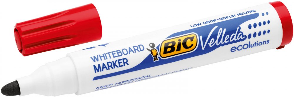 Marker suchościeralny Bic Velleda ECOlutions, okrągła, 4.95mm, czerwony