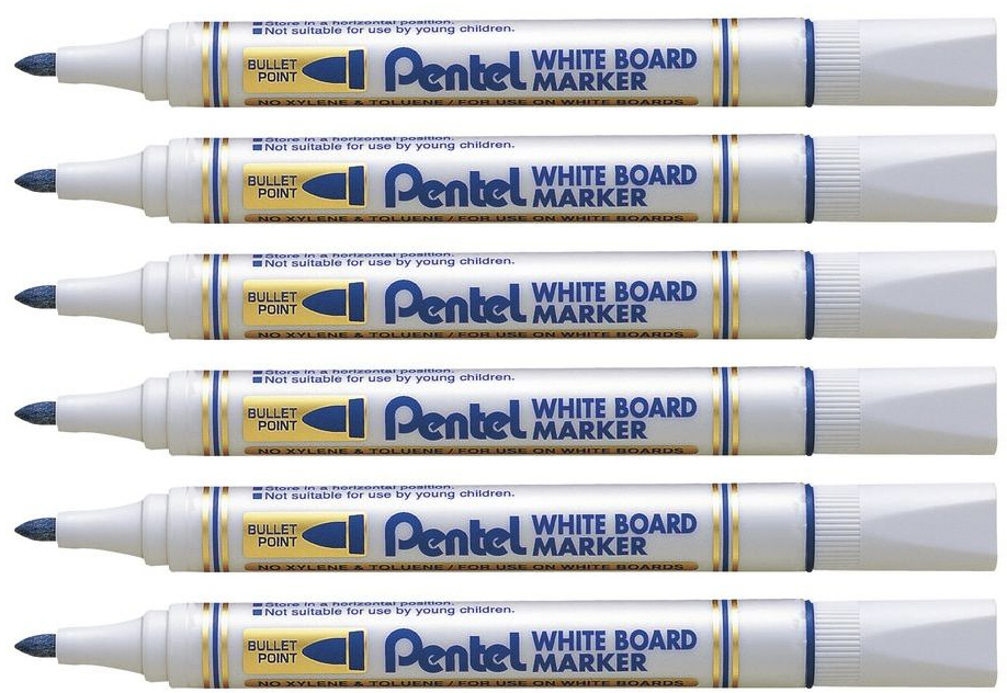 6x marker suchościeralny Pentel MW85, okrągła, 4.4mm, niebieski