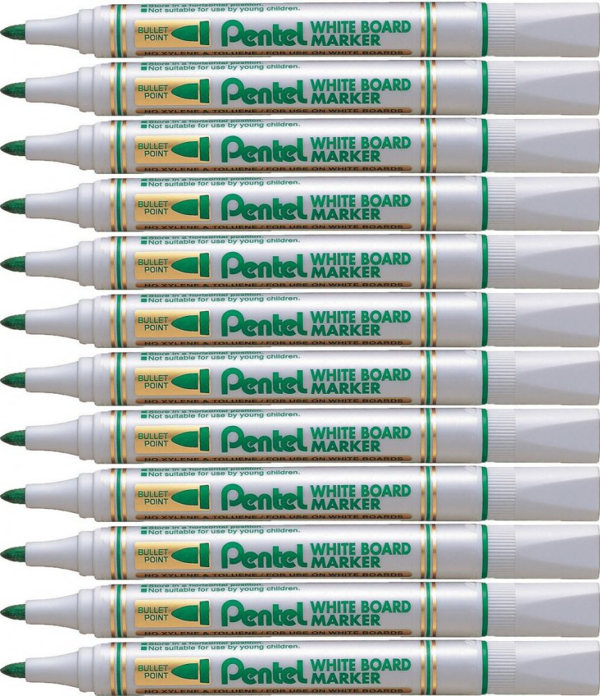 12x Marker suchościeralny Pentel MW85, okrągła, 4.4mm, zielony