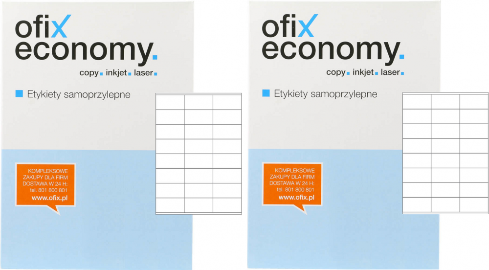 2x Etykiety samoprzylepne Ofix Economy, 70x36mm, 100 arkuszy, biały