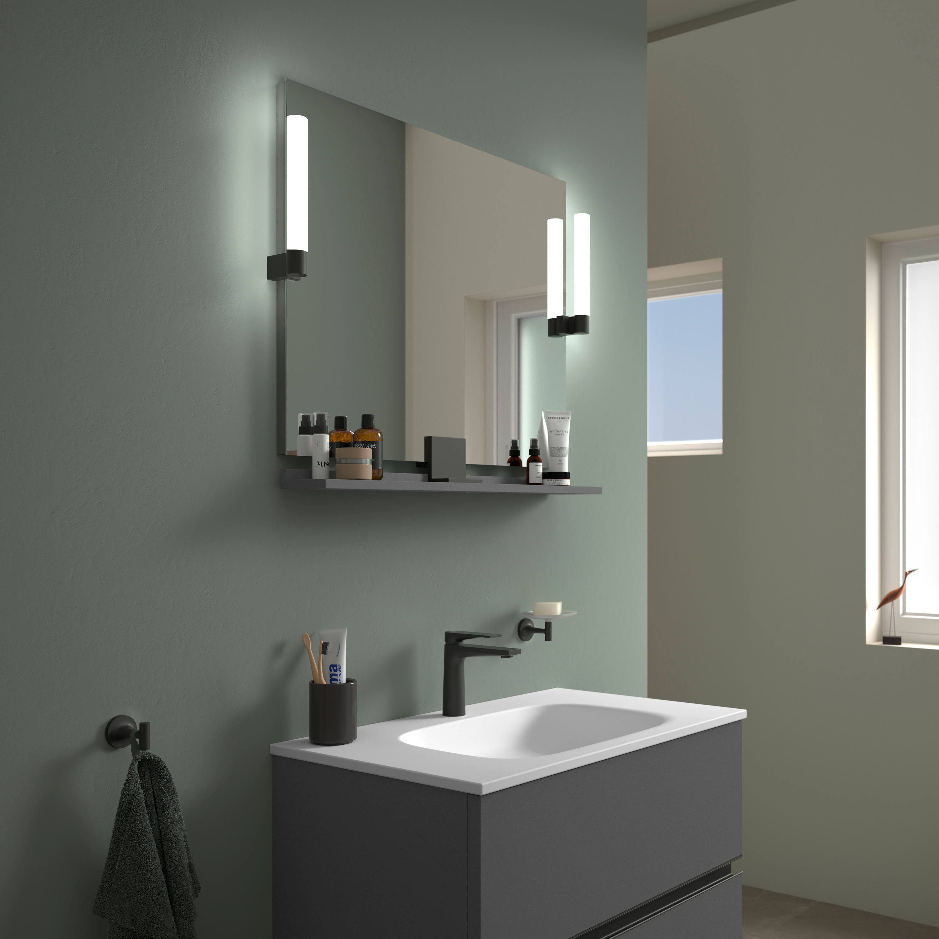 Duravit Sivida lustro 85x65 cm prostokątne z oświetleniem czarny-grafit SV74220BD490000