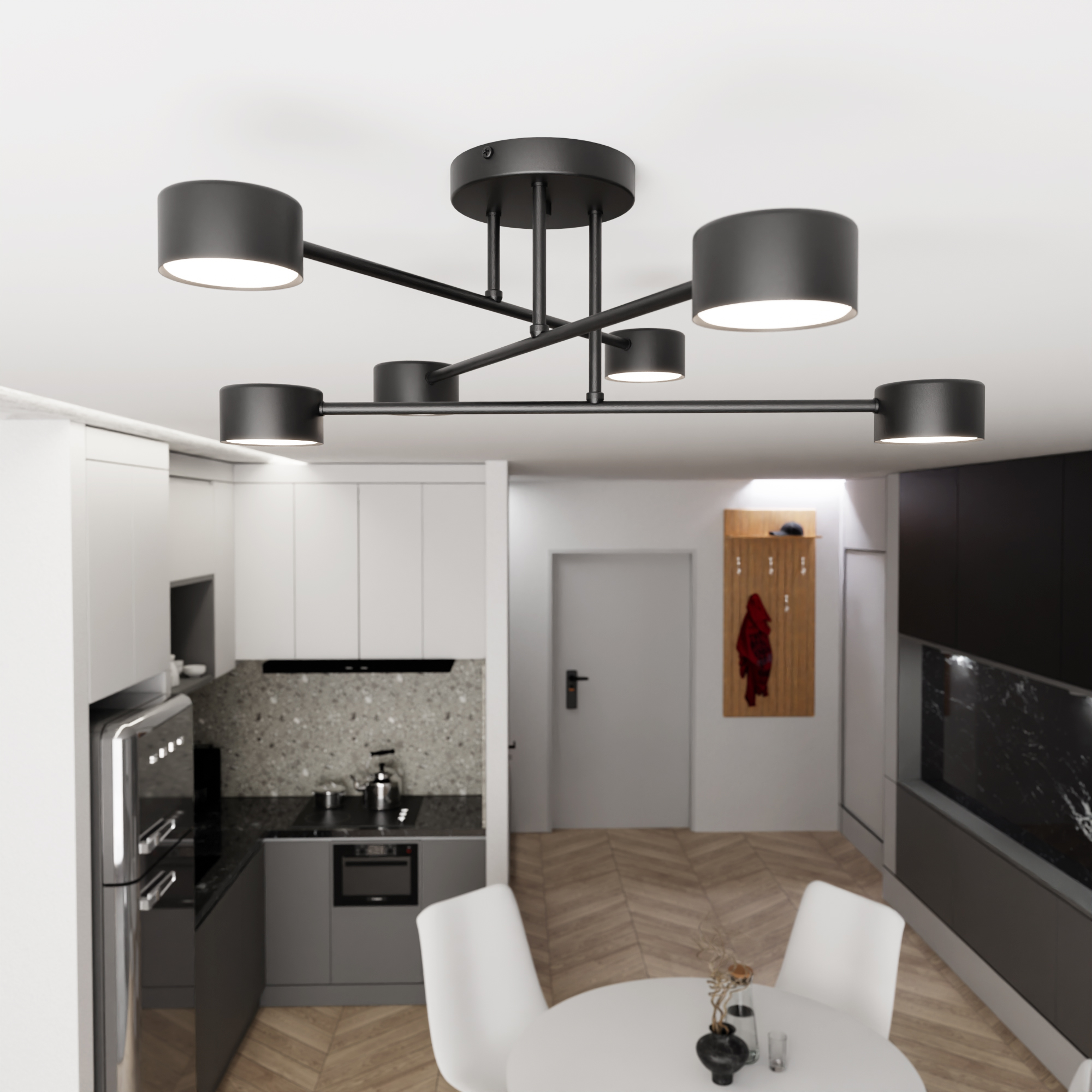 Emibig Halo lampa wisząca 6x10 W czarna 1355/6