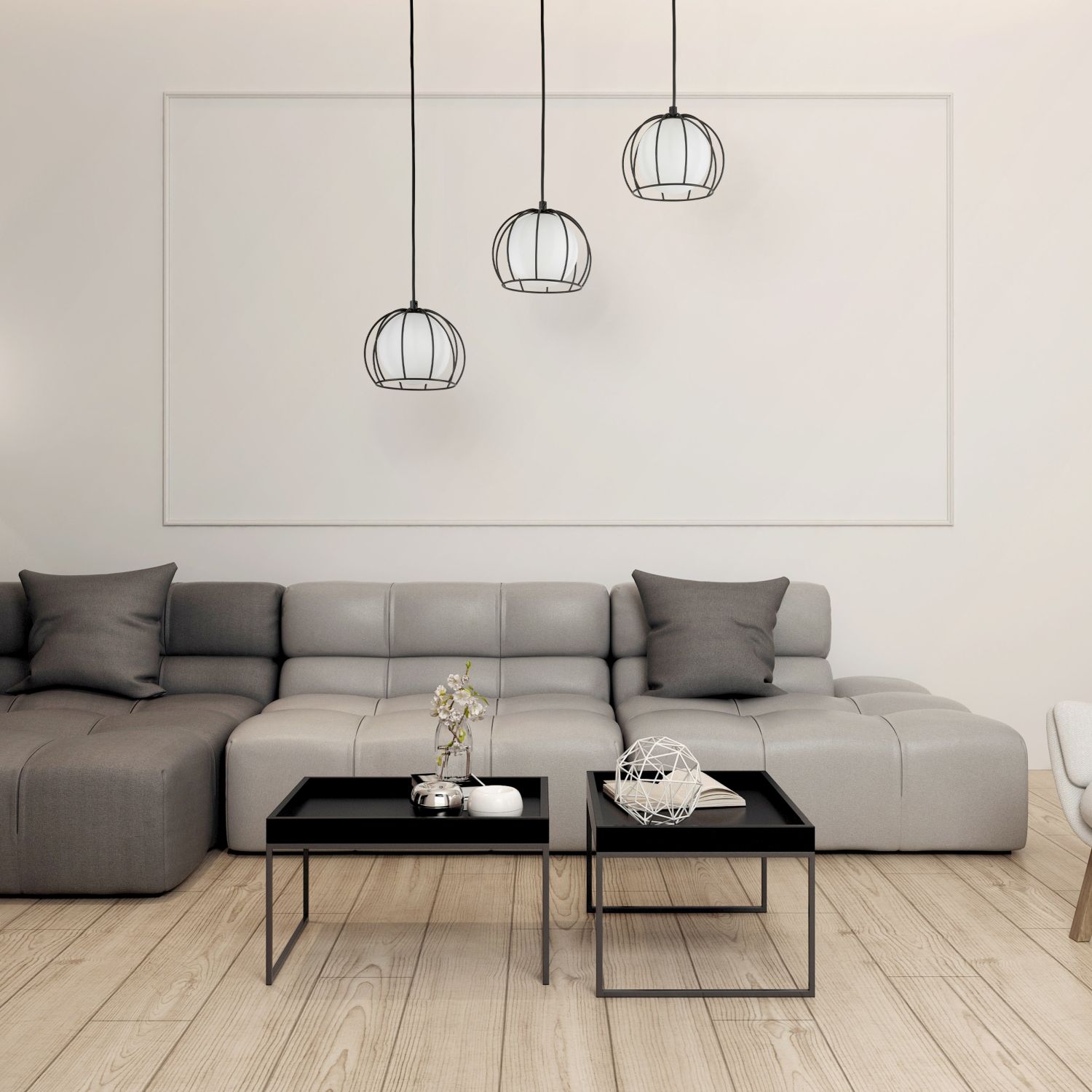 TK Lighting Beniamin lampa wisząca 3x6W czarna/biała 4813
