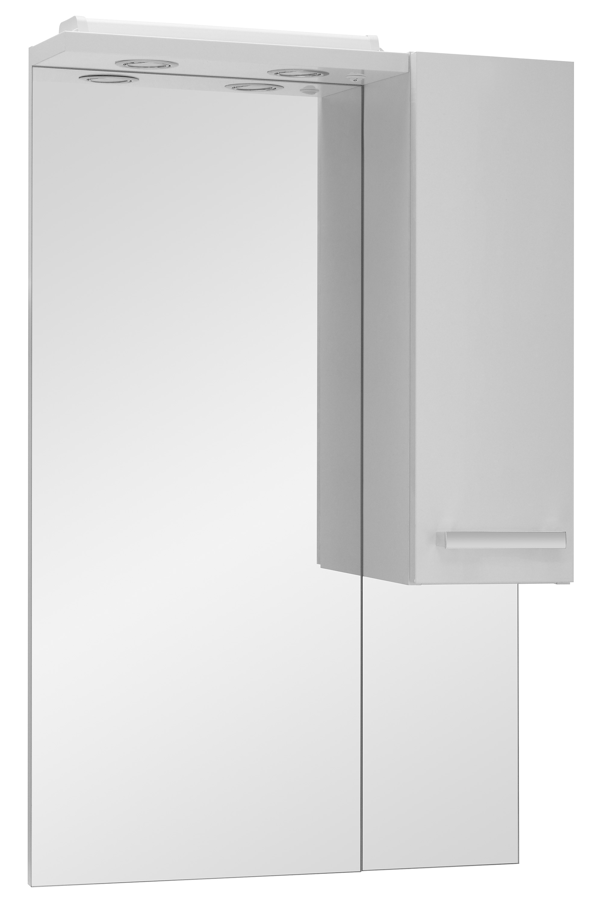 Astor Lupo lustro 60x95 cm z szafką boczną i oświetleniem biały połysk AM-LUP-600-07