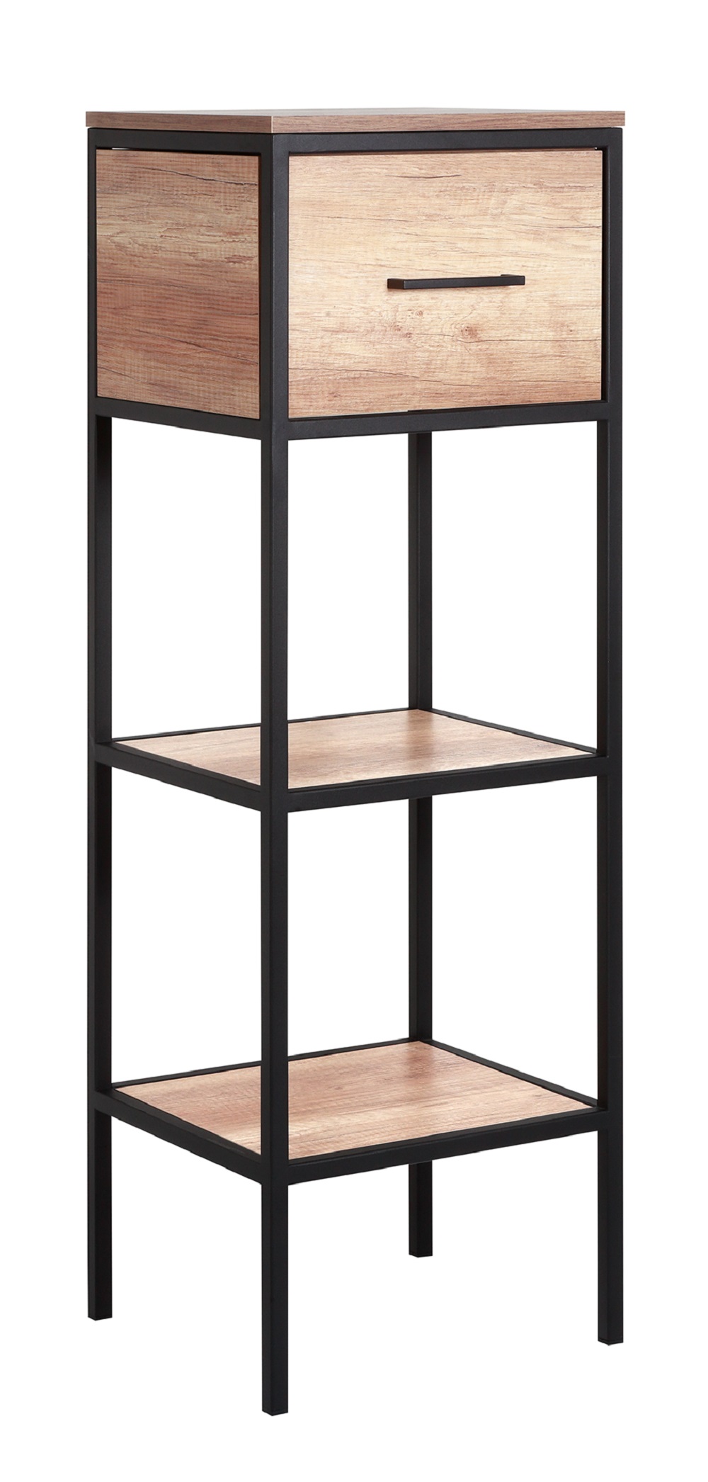 Astor Modus szafka boczna 122,6 cm wysoka stojąca czarny mat/dąb country AM-UMS-010-0C