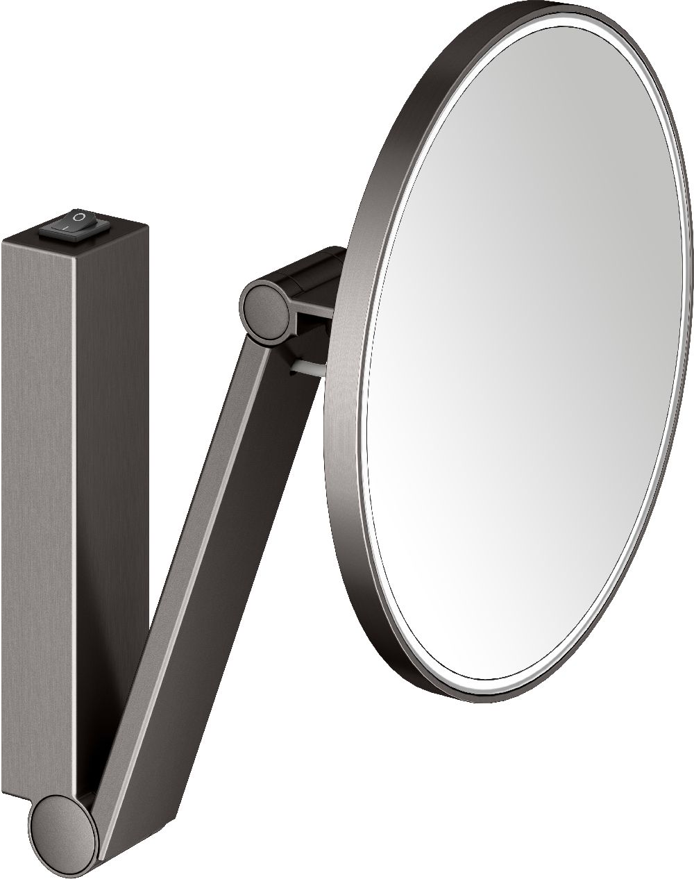 Keuco Cosmetic mirrors lusterko kosmetyczne 21,2x31,4 cm okrągłe z oświetleniem tytan czarny szczotkowany 17612359004