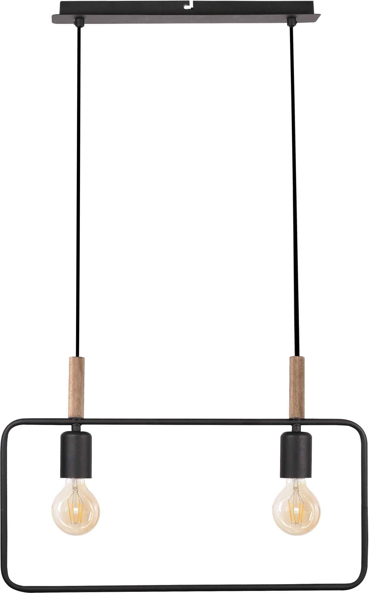 Candellux Frame lampa wisząca 2x60W czarna/drewno 32-73518