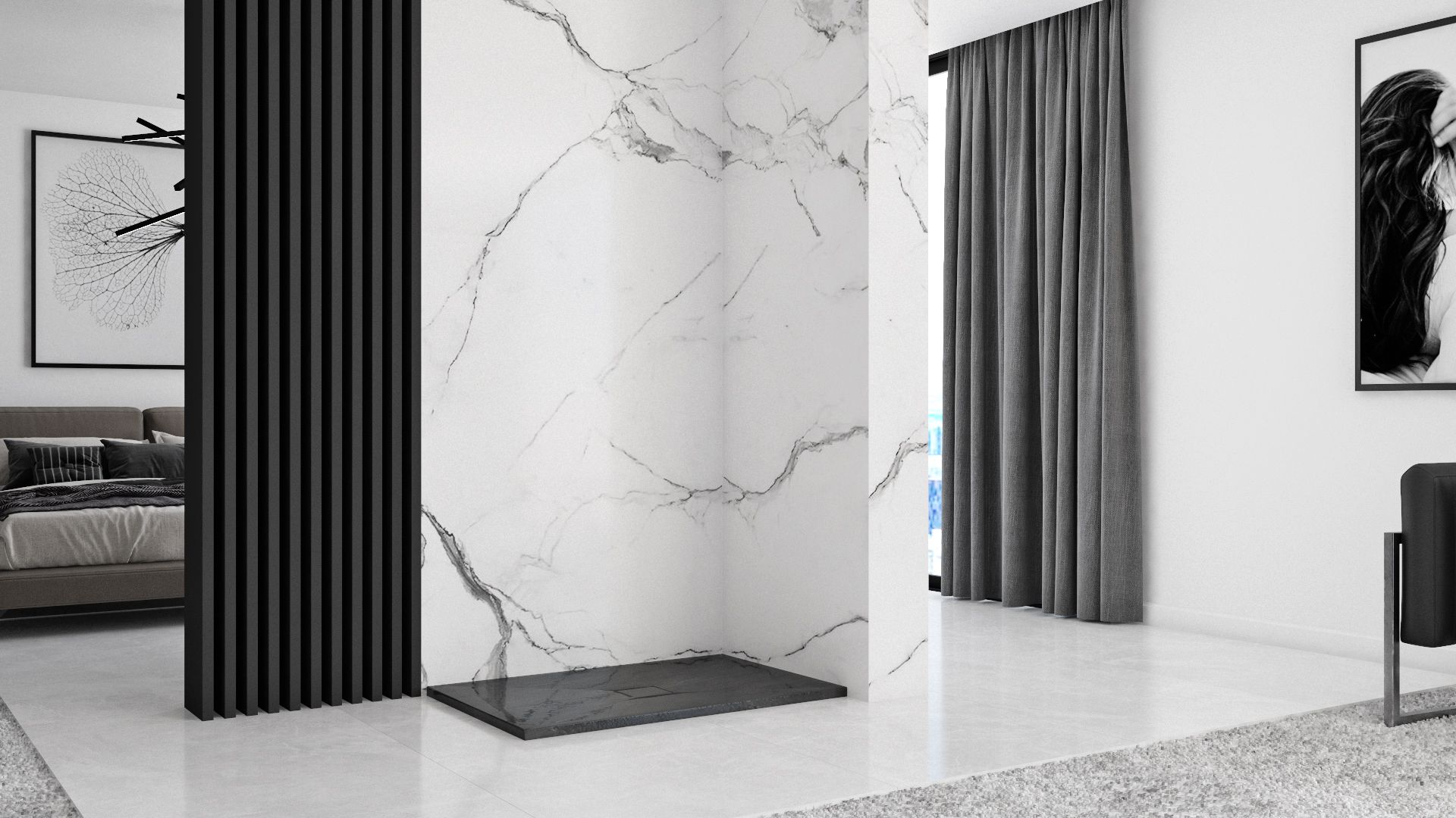 Rea Stone brodzik 120x80 cm prostokątny czarny REA-K9602